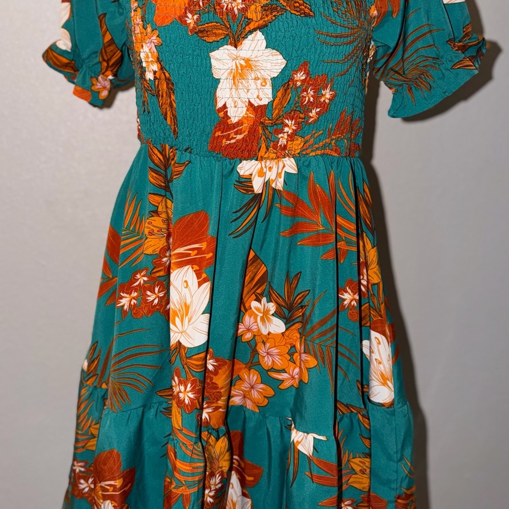 Teal and Orange Floral Dress